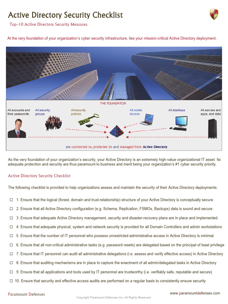 Active Directory Security Measures Checklist | PDF