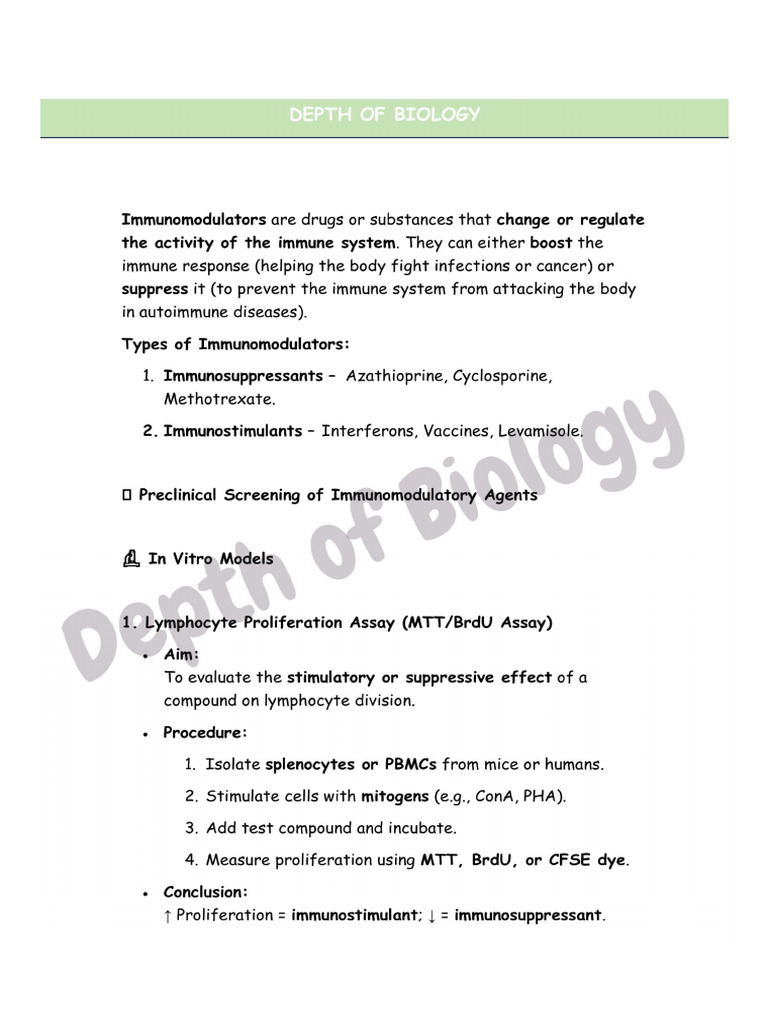 Depth of Biology Study Resource | PDF | Medicine | Medicinal Chemistry