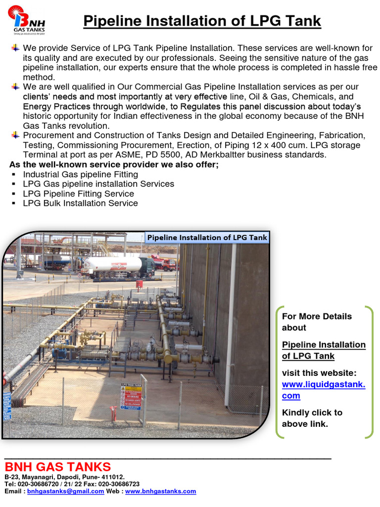Pipeline Installation of LPG Tank | PDF
