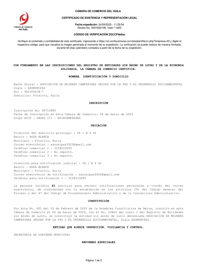 Certificado de Camara de Comercio | PDF | Pobreza | Pobreza e indigencia