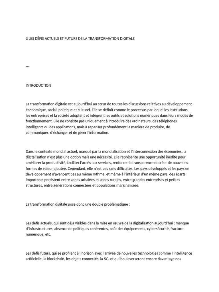 Défis de la Transformation Digitale | PDF | Intelligence artificielle ...