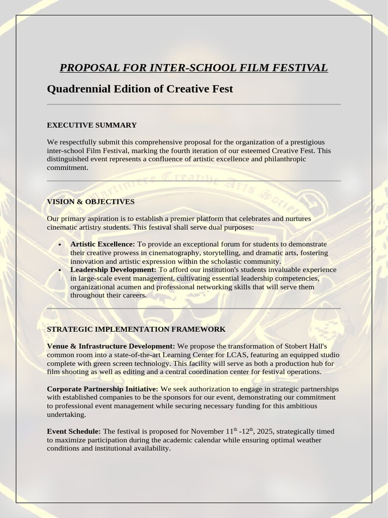 PROPOSAL for Creative Fest | PDF | Economies | Business