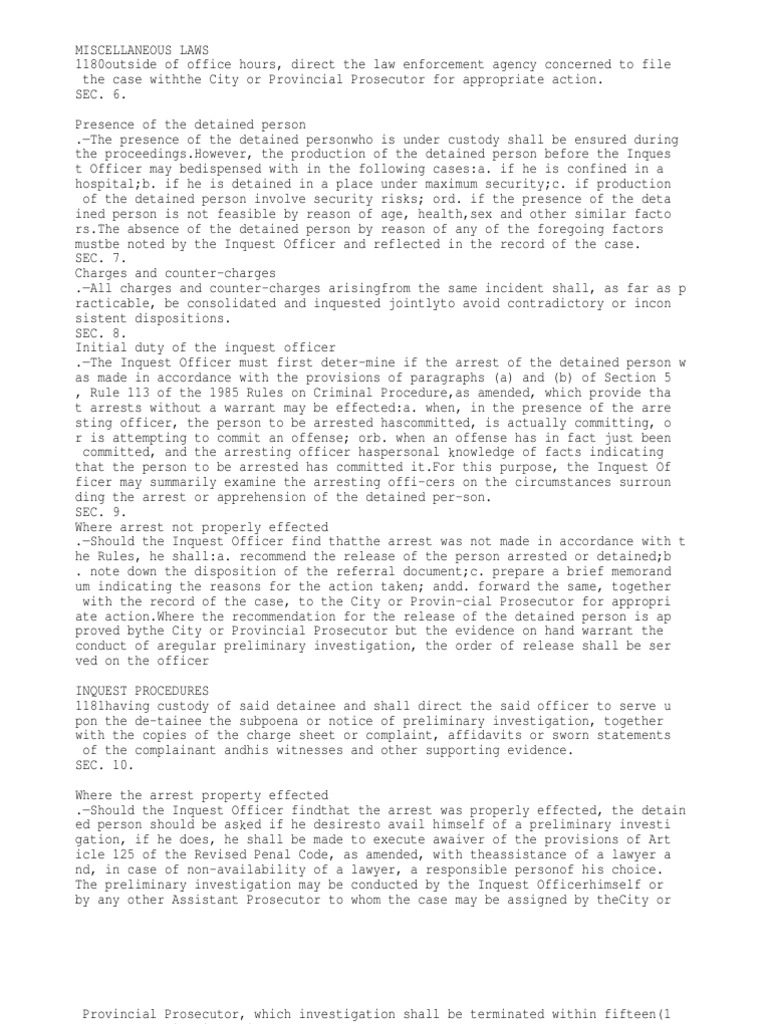 Inquest Procedures and Guidelines | PDF | Arrest | Criminal Procedure ...