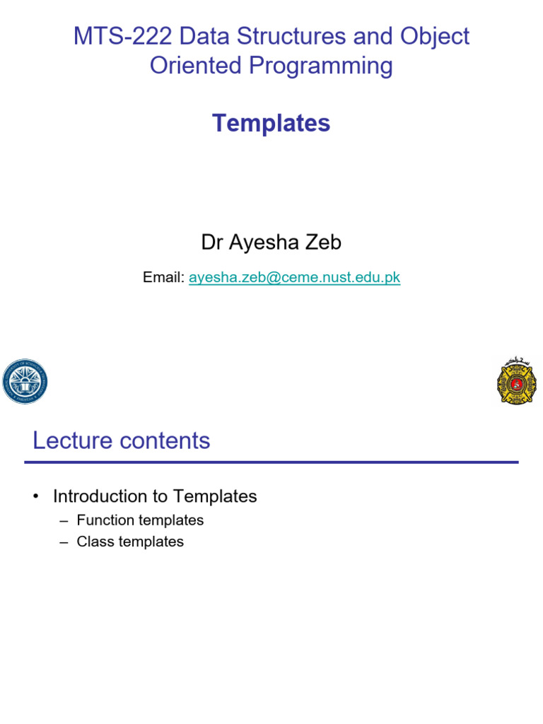 C++ Templates: Functions & Classes Guide | PDF | Parameter (Computer ...