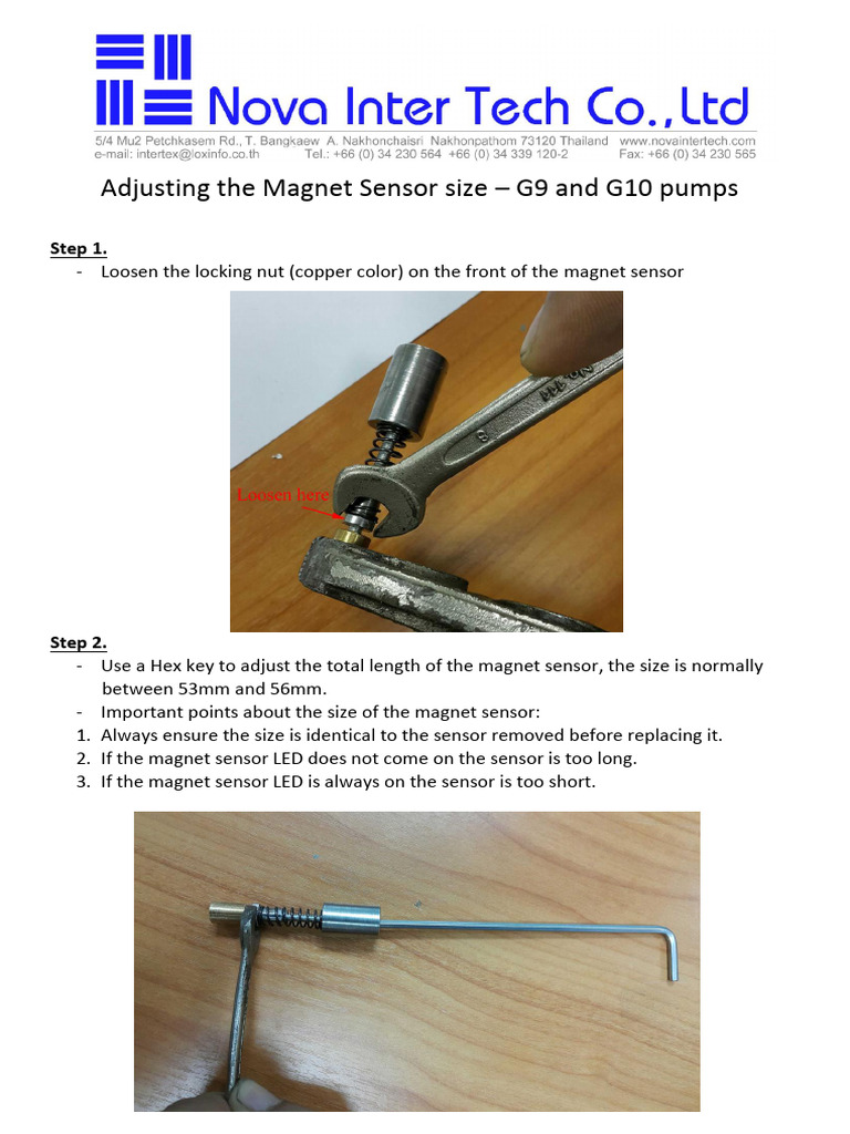 Adjusting G9 G10 Pump Magnet Sensor Size | PDF