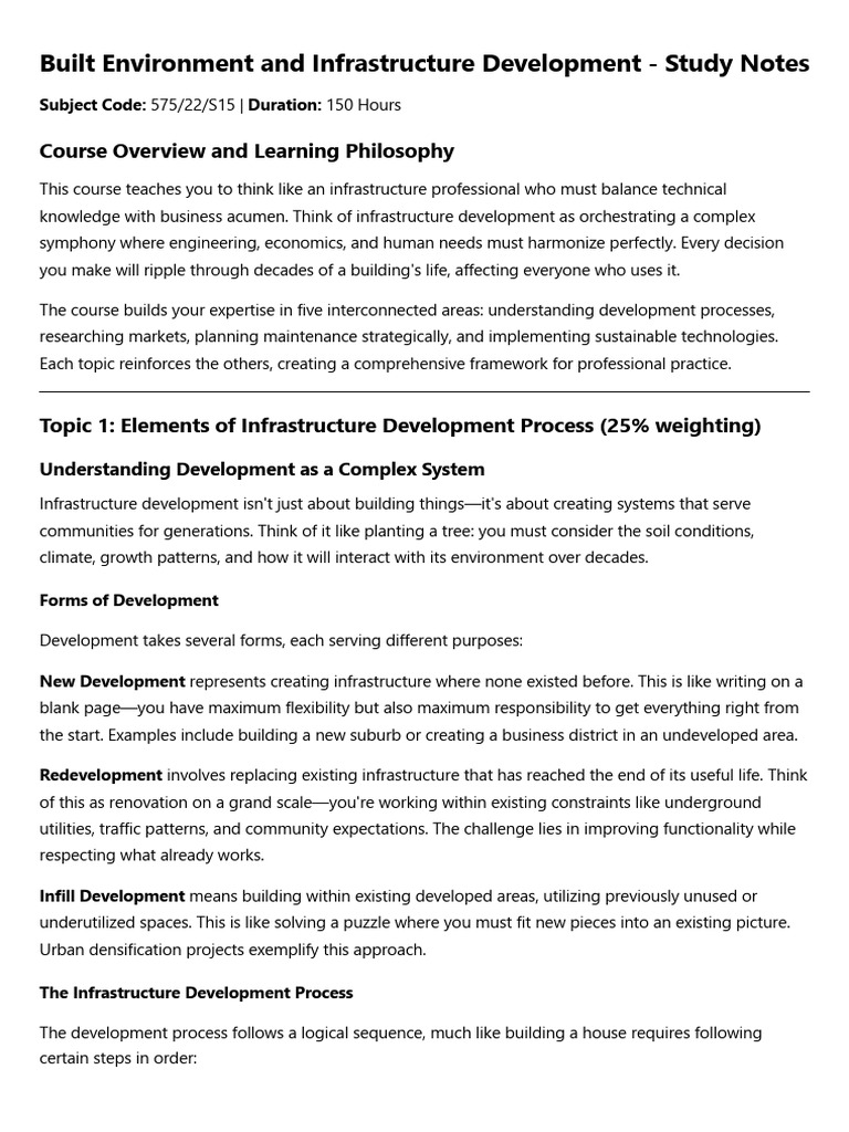 Infrastructure Development Study Notes | PDF | Risk | Concrete