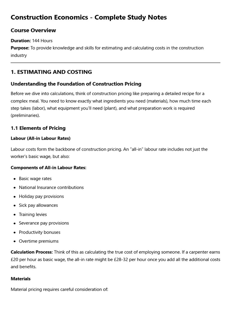 Construction Cost Estimation Guide | PDF | Net Present Value | Interest