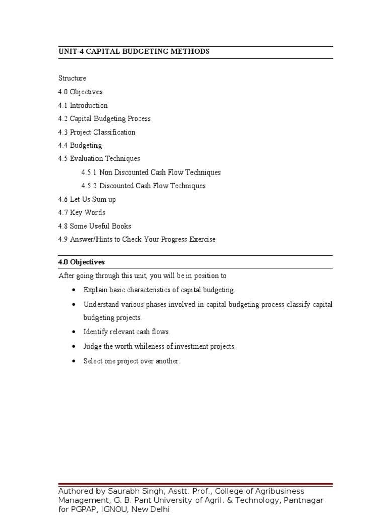Capital Budgeting Methods Pdf Net Present Value Capital Budgeting