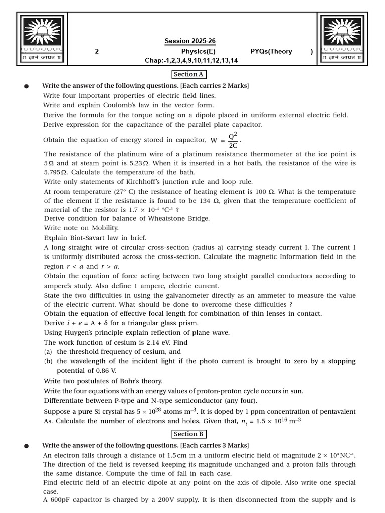 Physics Exam Questions for Std 12 | PDF | Wavelength | Diffraction
