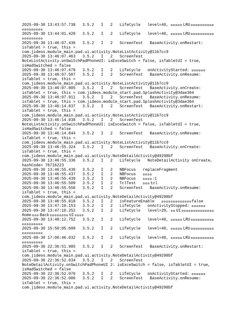 App Lifecycle and Screen Events Log | PDF