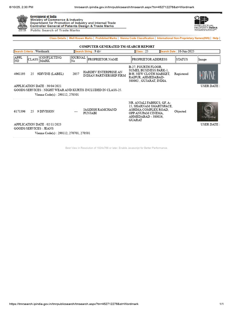 TM Search Report for Class 25 Marks | PDF | Computing | Software