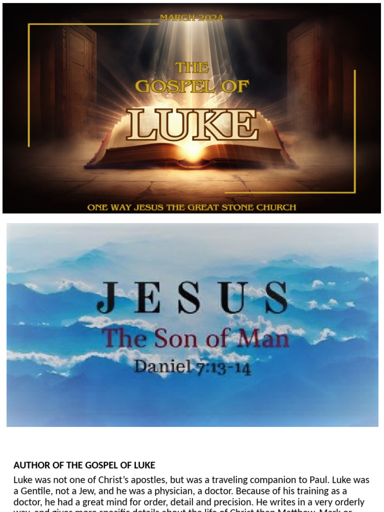 Author and Purpose of Luke's Gospel | PDF | Gospel Of Luke | Jesus