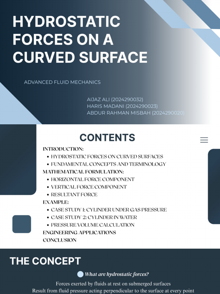 Hydrostatic Forces On A Curved Surface | PDF