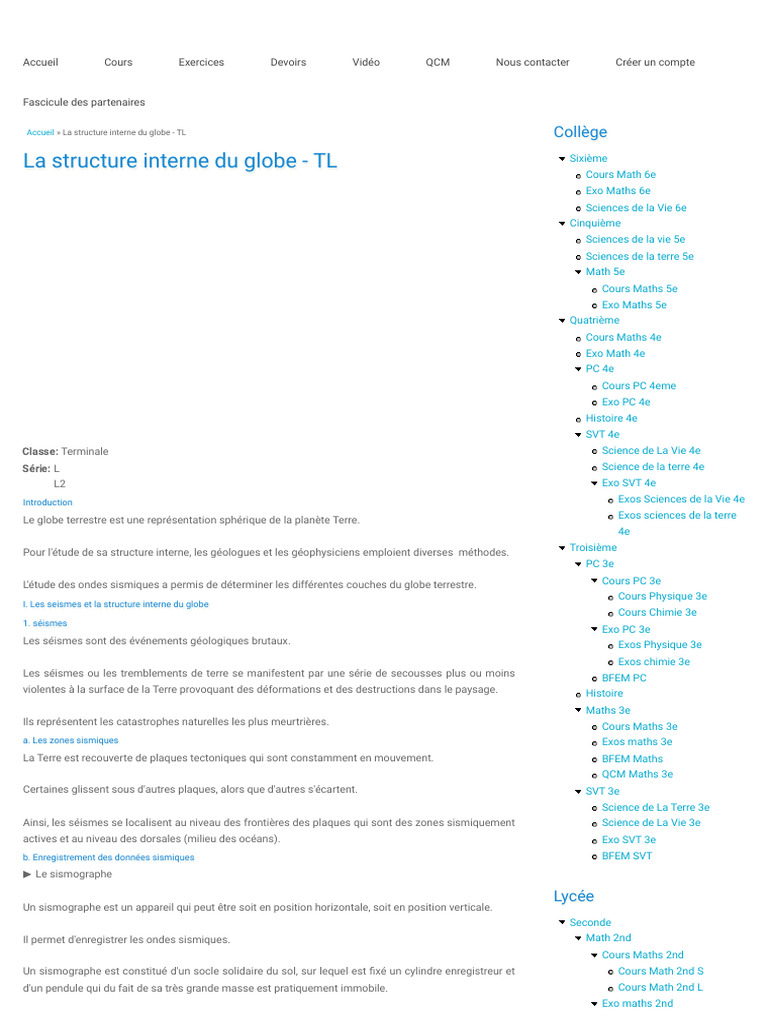 Structure interne du globe terrestre | PDF | Volcan | Lave