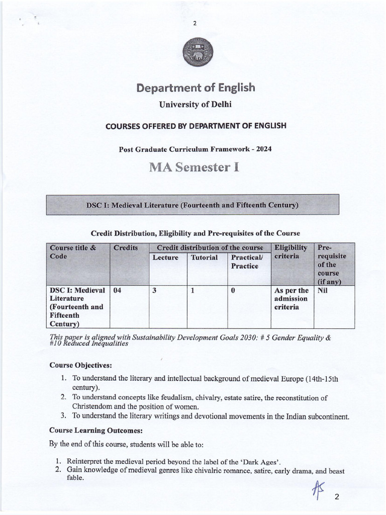 MA I Sem Syllabus-1 | PDF