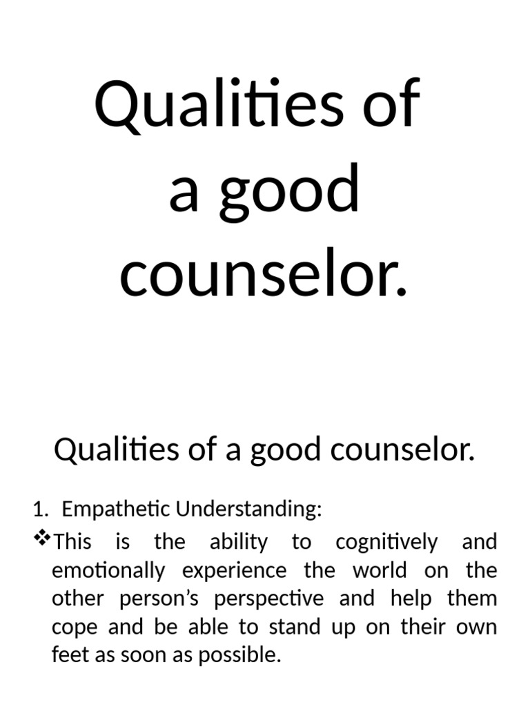 Essential Qualities of a Good Counselor | PDF
