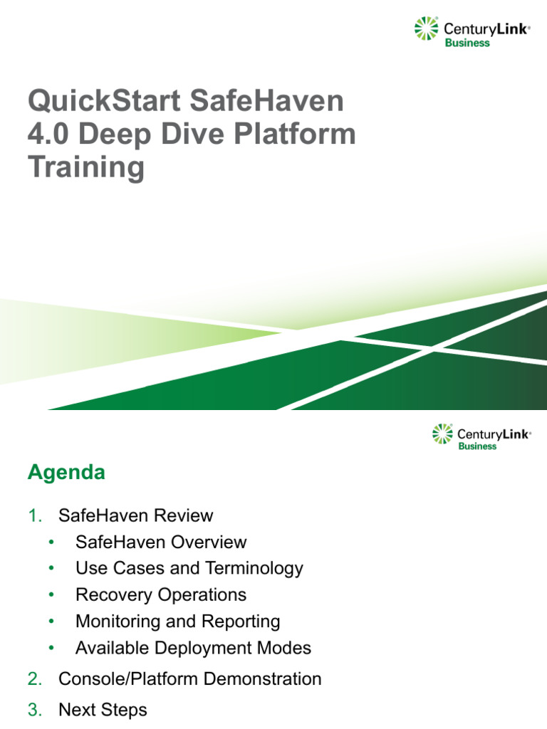 4.0 QuickStart SafeHaven Deep Dive Training P&G | PDF | Replication ...