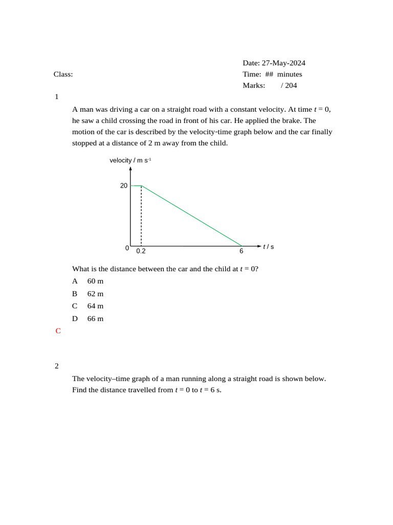 Physics Motion Problems and Solutions | PDF | Force | Acceleration