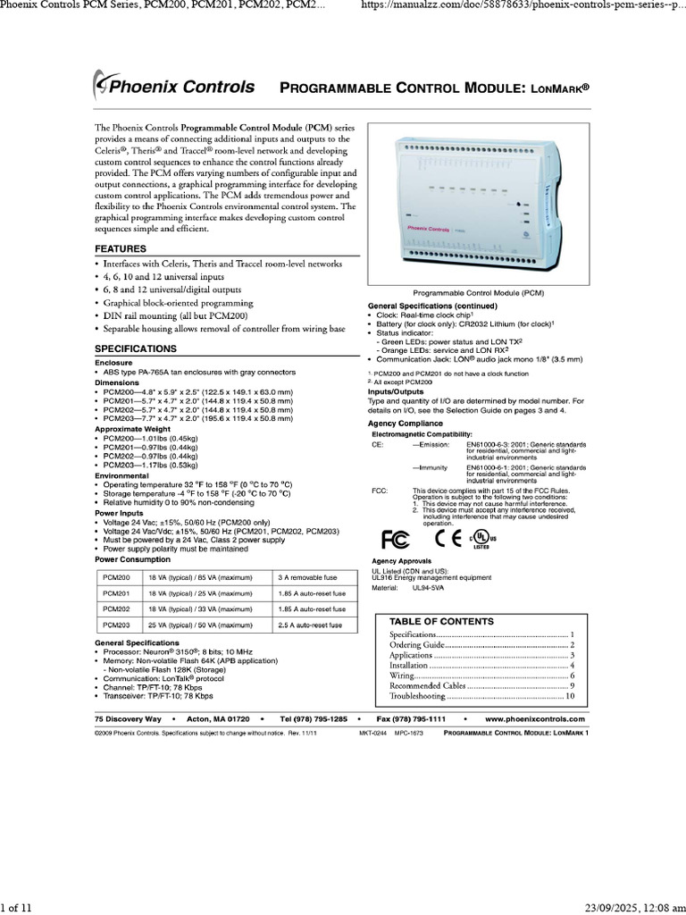 PCM Series Thermostat Manual | PDF