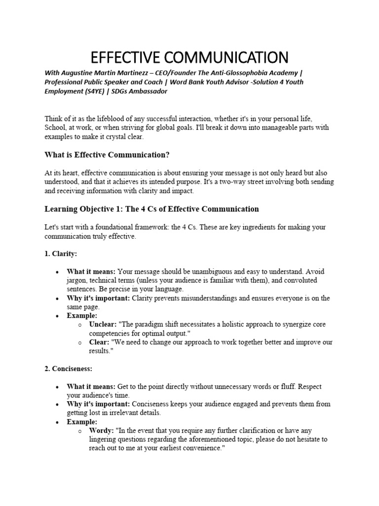 Mastering Effective Communication Skills | PDF | Communication ...