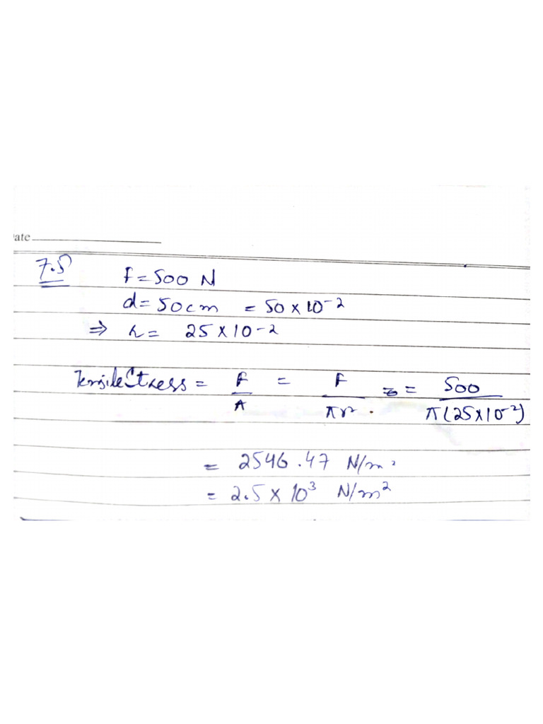 Fbise Class 11 Physics Chap 7 Numerical 7.5 | PDF