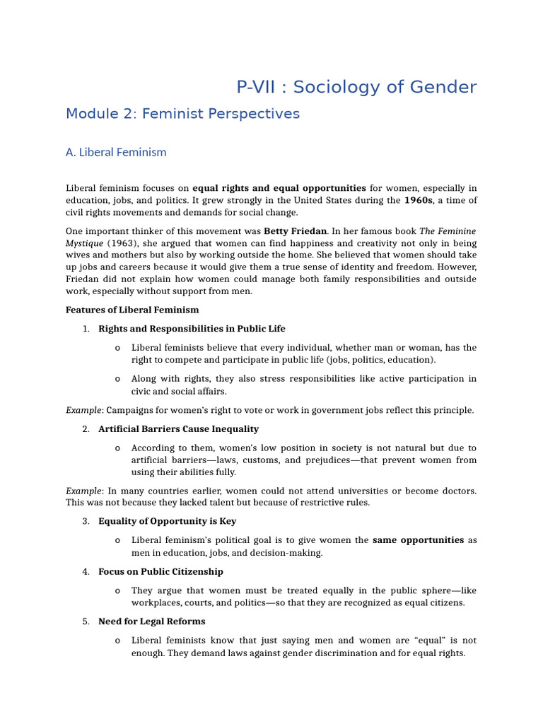 Liberal and Radical Feminism Overview | PDF | Gender Studies | Feminism