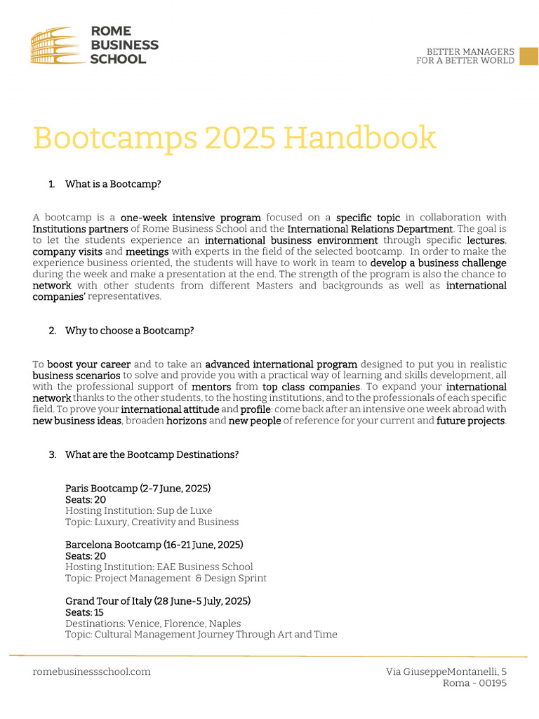 2025 Bootcamp Programs Overview | PDF