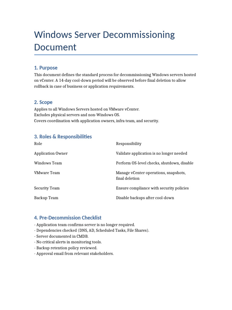 Windows Server Decommissioning Guide | PDF | Virtual Machine | Active ...