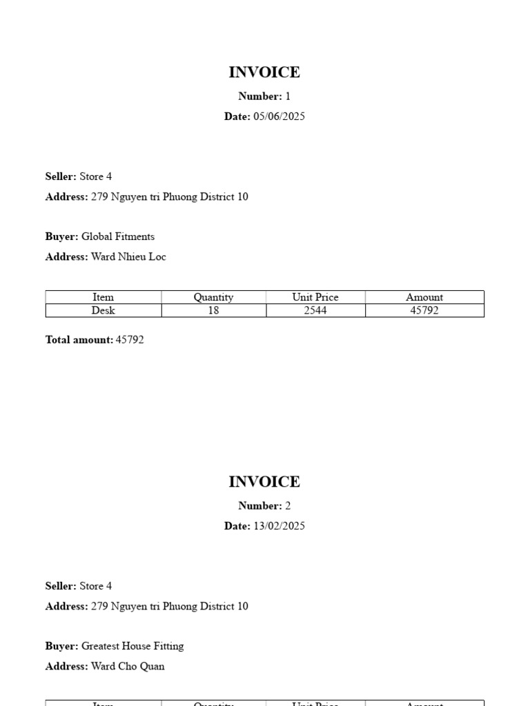 Store 4 Invoice Records 2025 | PDF | Invoice | Prices