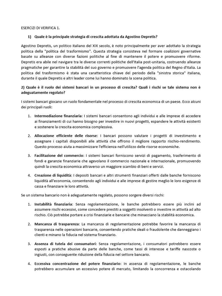 Esercizi Di Verifica 1 Economia Appilcata | PDF