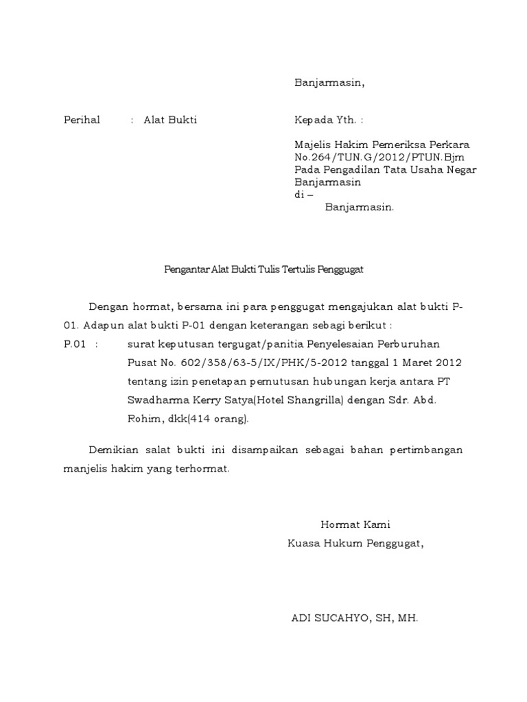 Contoh Pengantar Alat Bukti » Daily Blog Networks