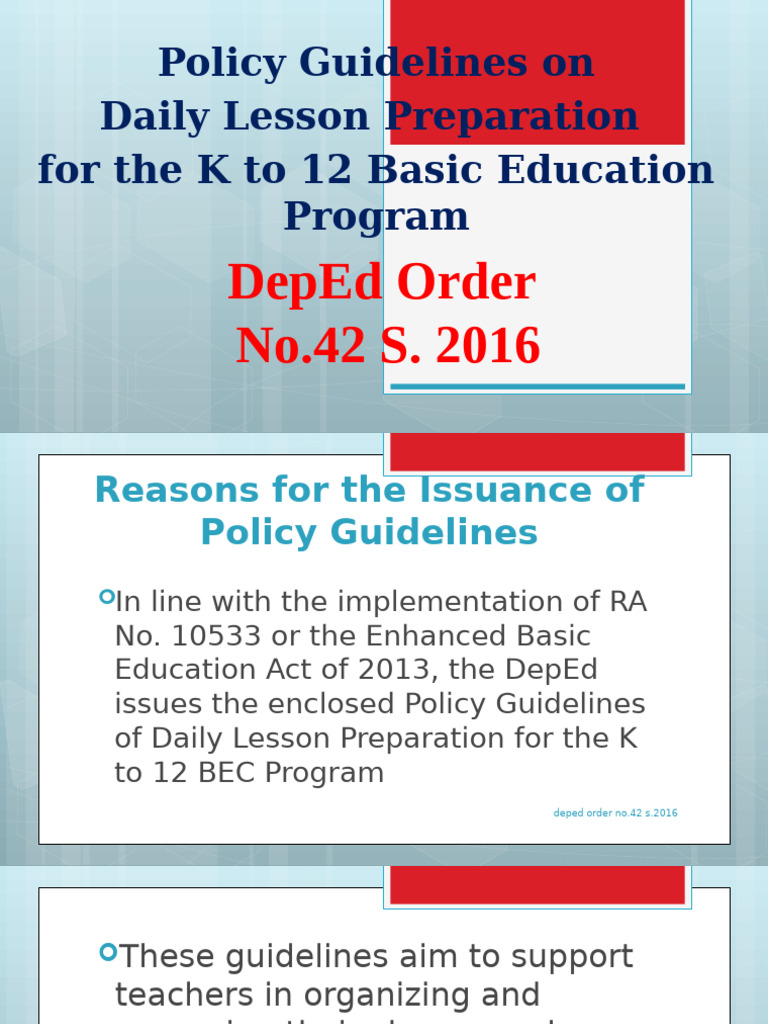 Daily Lesson Preparation Guidelines | PDF | Educational Assessment ...