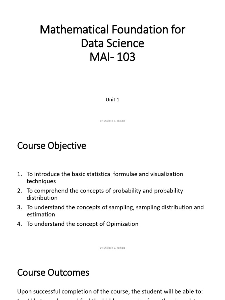 Foundations of Data Science Statistics | PDF | Mathematical ...