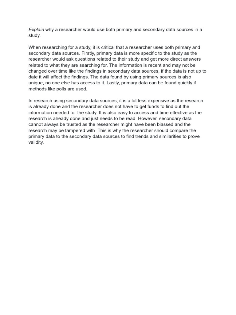 Using Primary and Secondary Data in Research | PDF