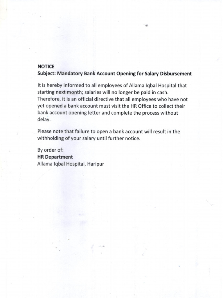 Notice For Bank Account | PDF