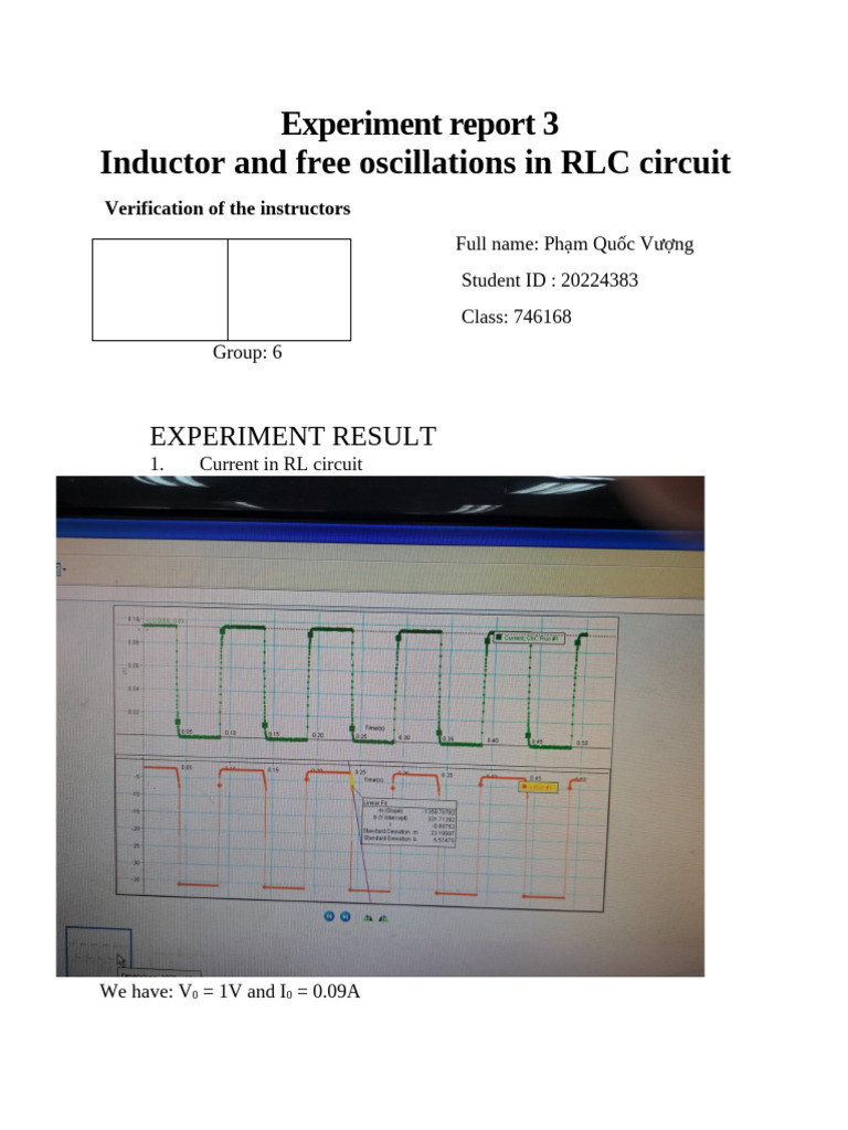 RLC Circuit Inductor Experiment Results | PDF