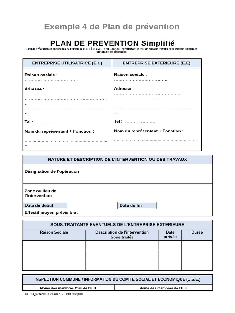 Plan de Prévention Simplifié pour Travaux | PDF | Sécurité