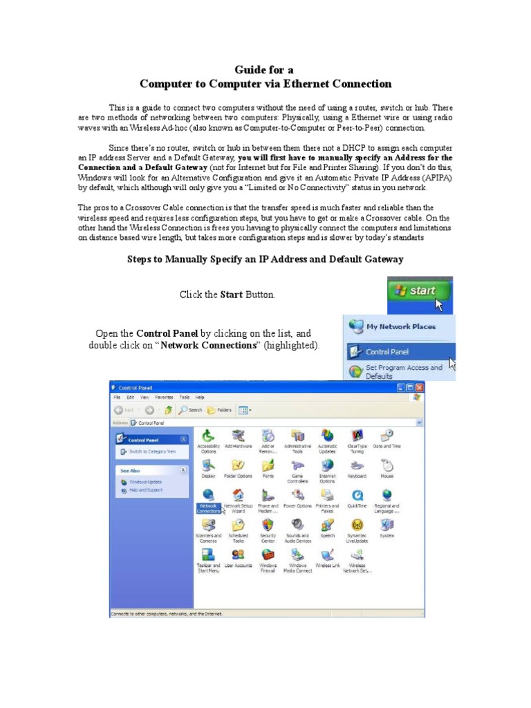 Ethernet Connection Guide for PCs | PDF | Gateway (Telecommunications ...