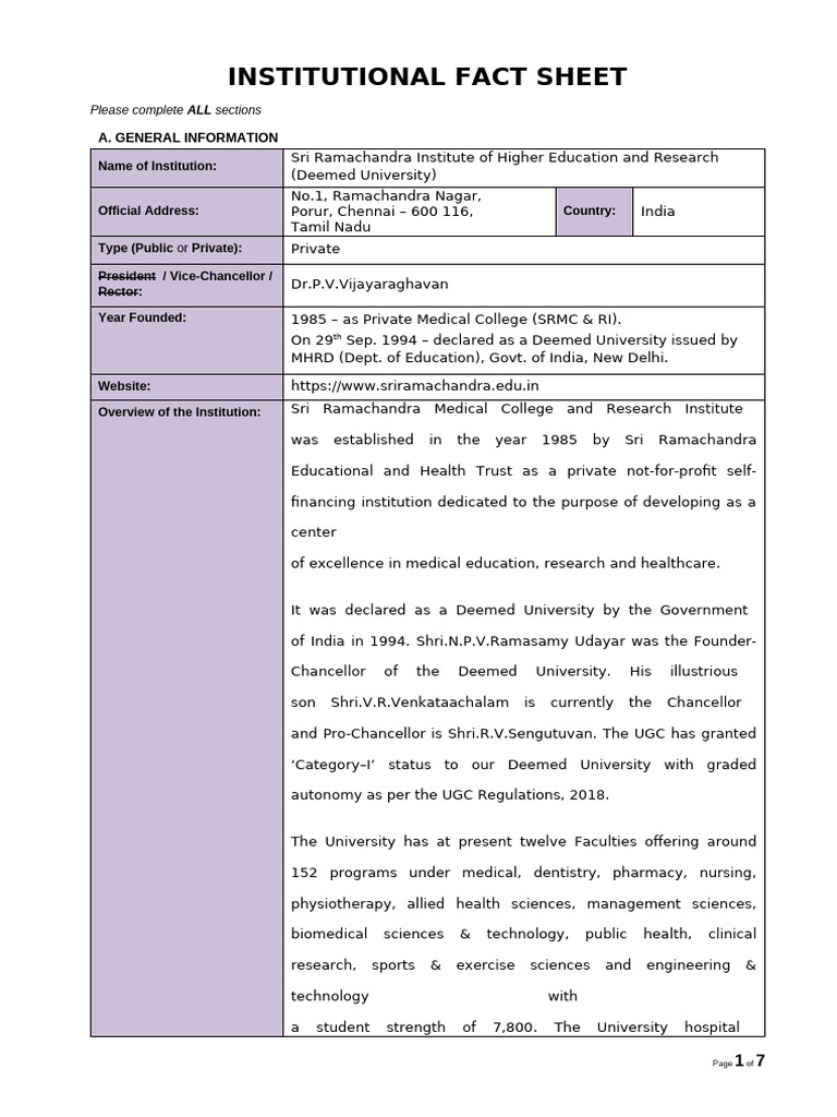 Sri Ramachandra Institute Overview | PDF | Academia | Health Care