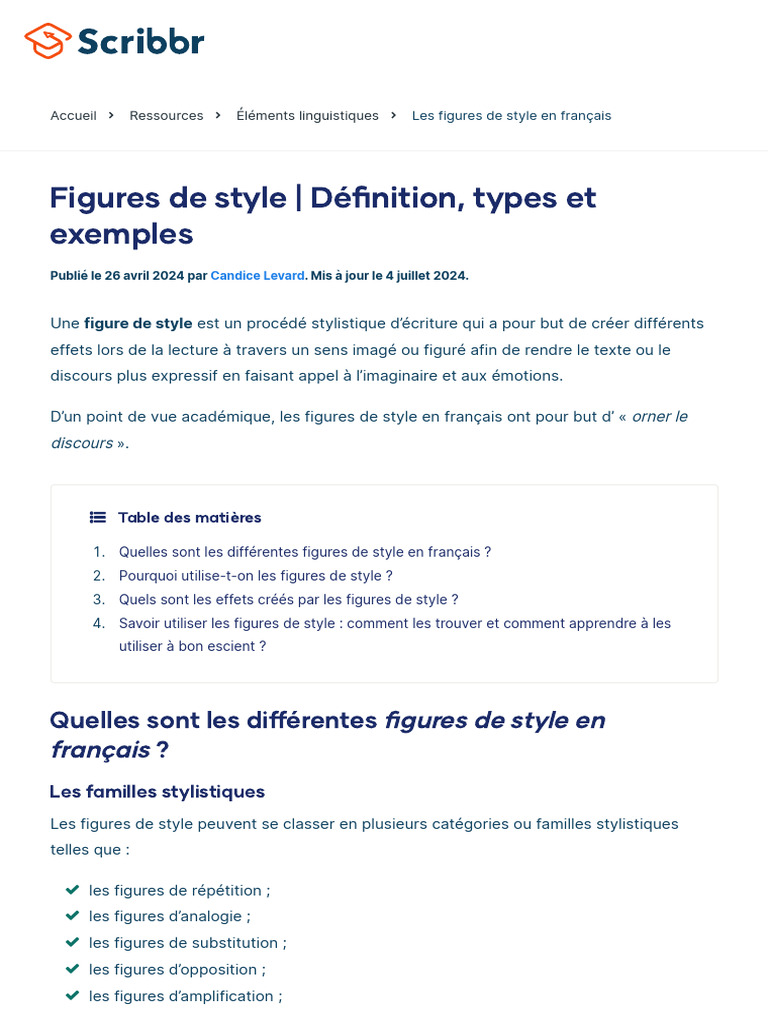 Figures de style en français : définitions | PDF | Persuasion | Rhétorique