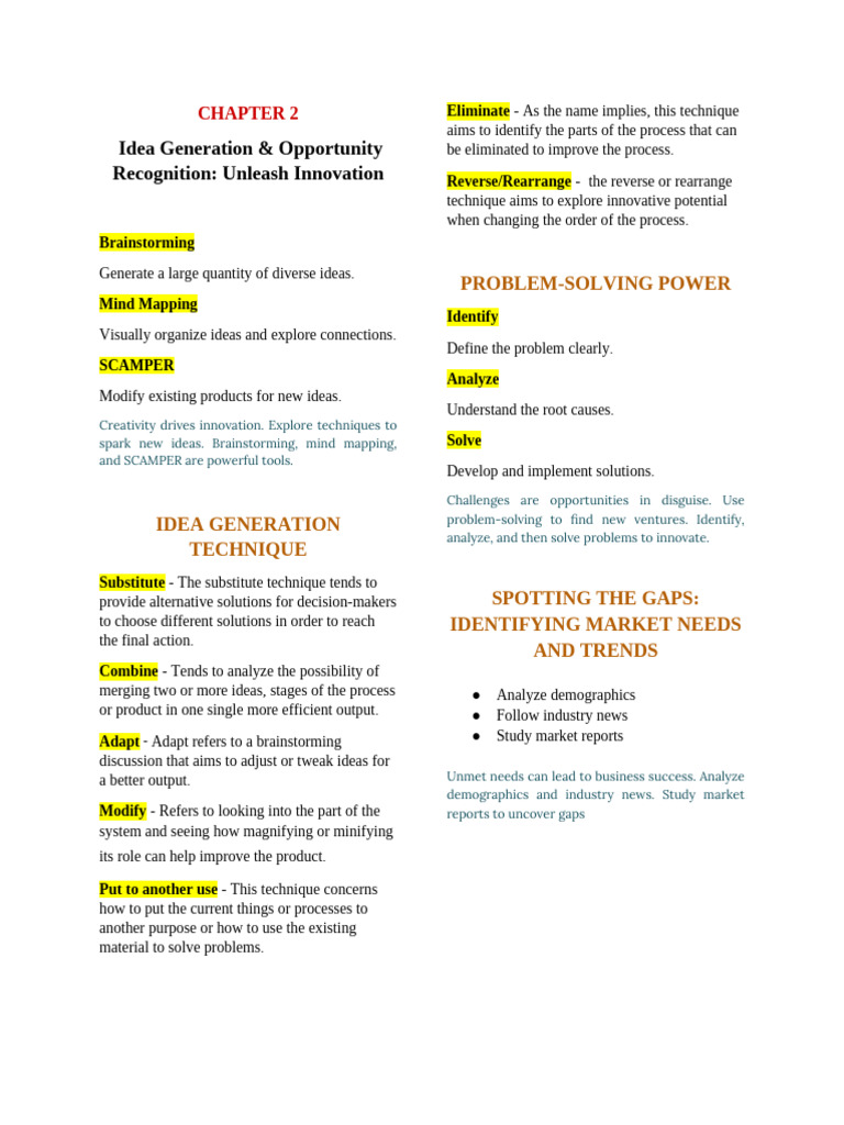 Idea Generation Techniques for Innovation | PDF | Brainstorming | Prototype