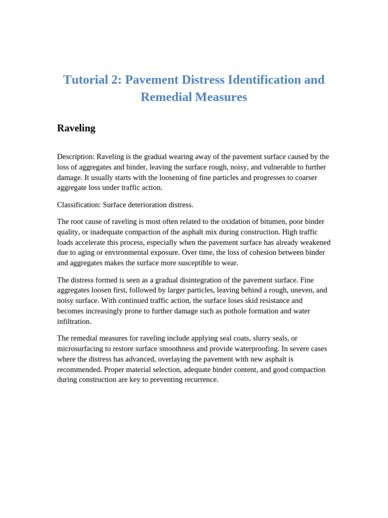 Paving Distress Types and Solutions | PDF | Road Surface | Building ...