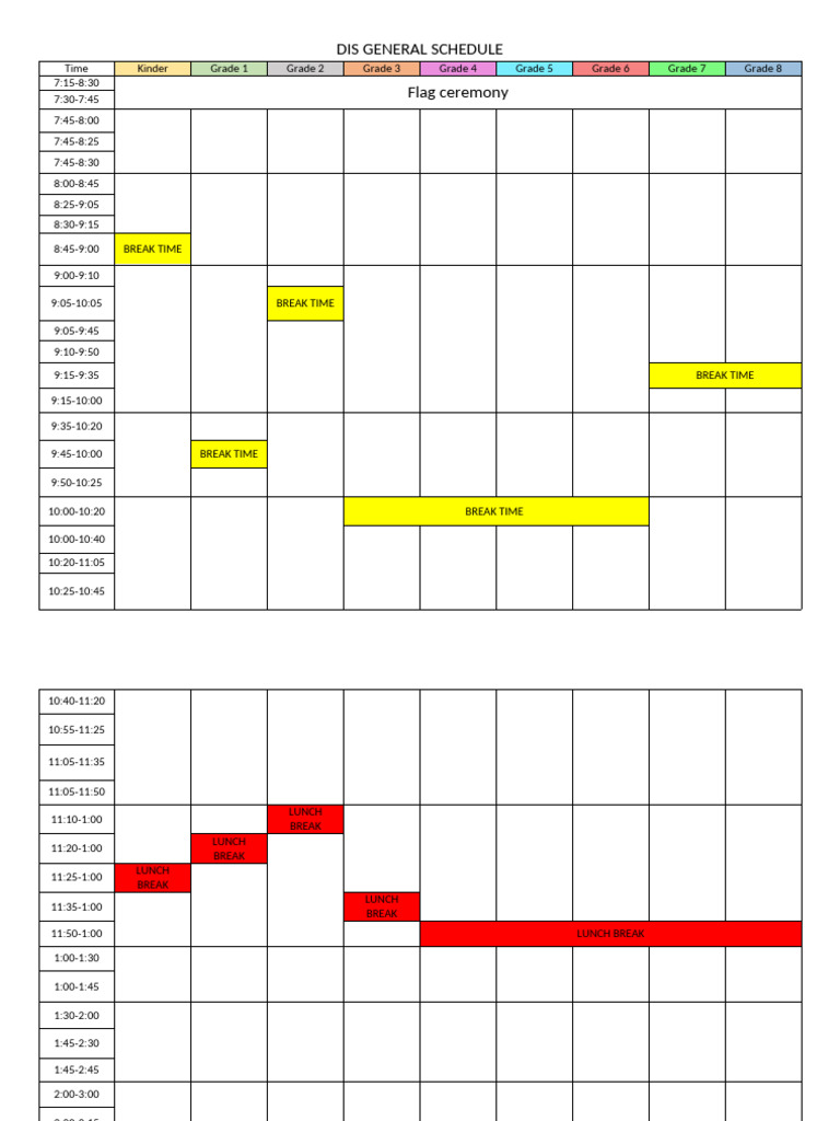 DIS School Daily Schedule Overview | PDF