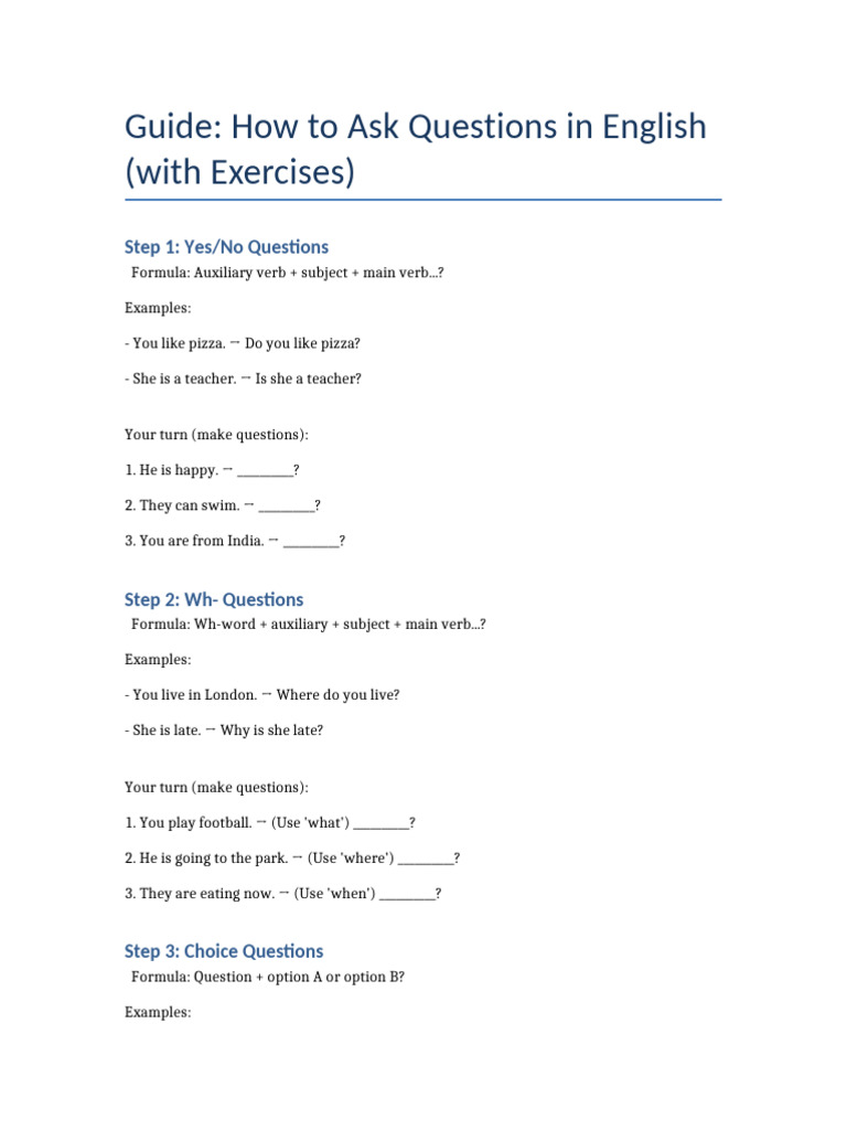 How To Ask Questions in English | PDF