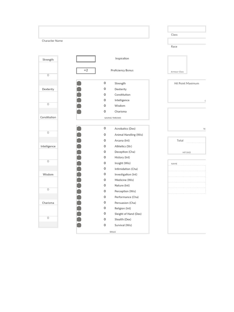 D&D Character Sheet Template | PDF | Gaming | Tabletop Games