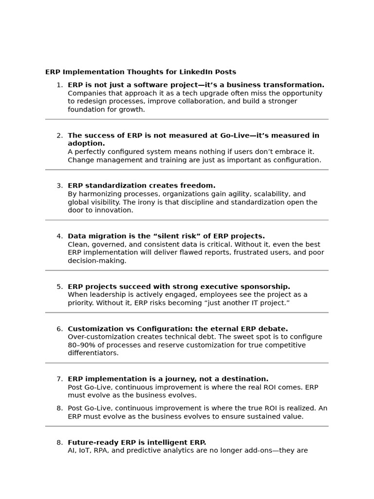 Key Insights for Successful ERP Implementation | PDF | Enterprise ...