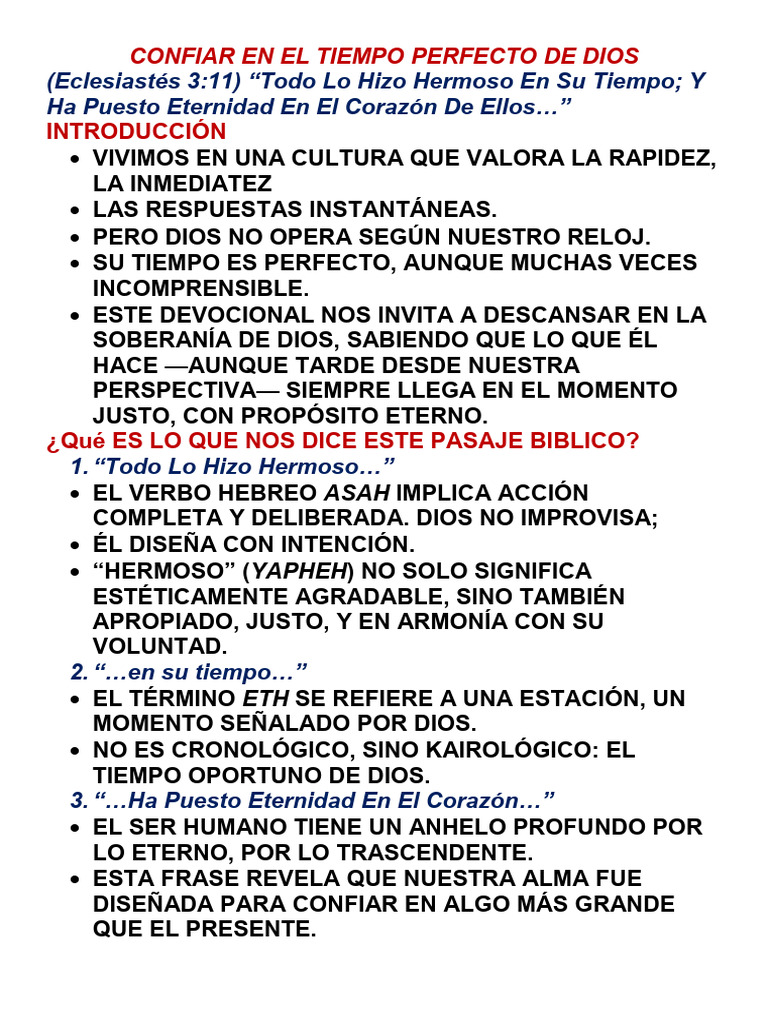 Confía en el Tiempo Perfecto de Dios | PDF | Dios | Contenido bíblico