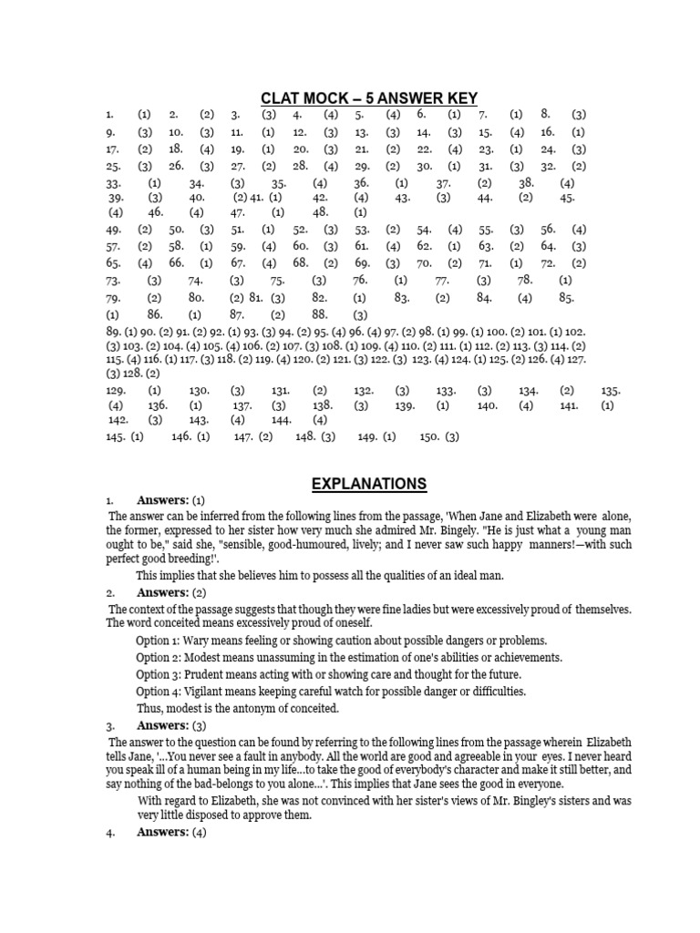 CLAT Mock 5 Answer Key | PDF | Assault | Battery (Crime)