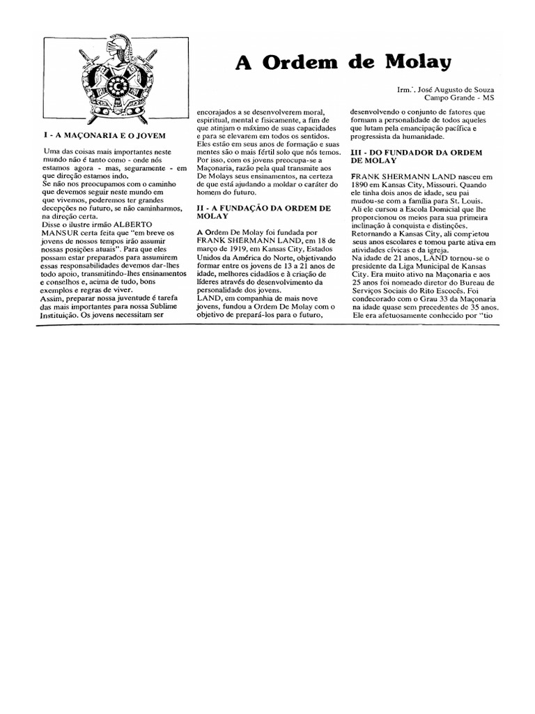 A Ordem de Molay - José Augusto Souza | PDF
