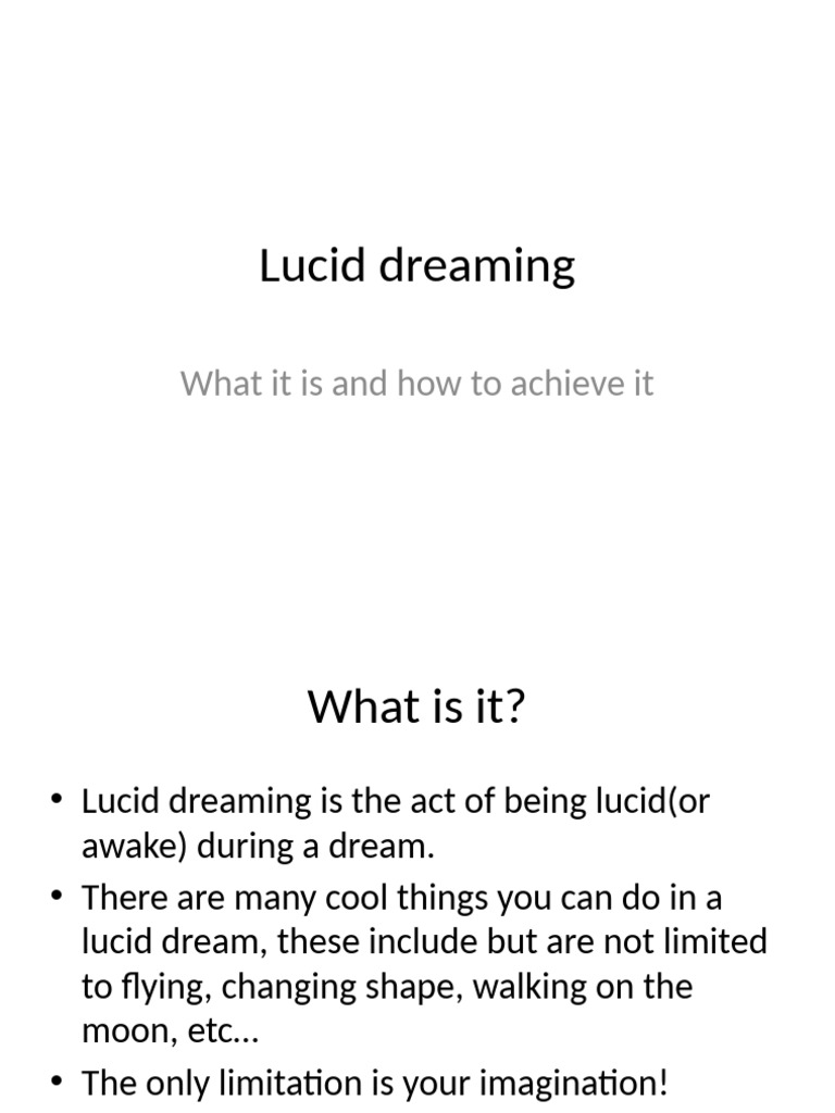 How to Achieve Lucid Dreaming | PDF